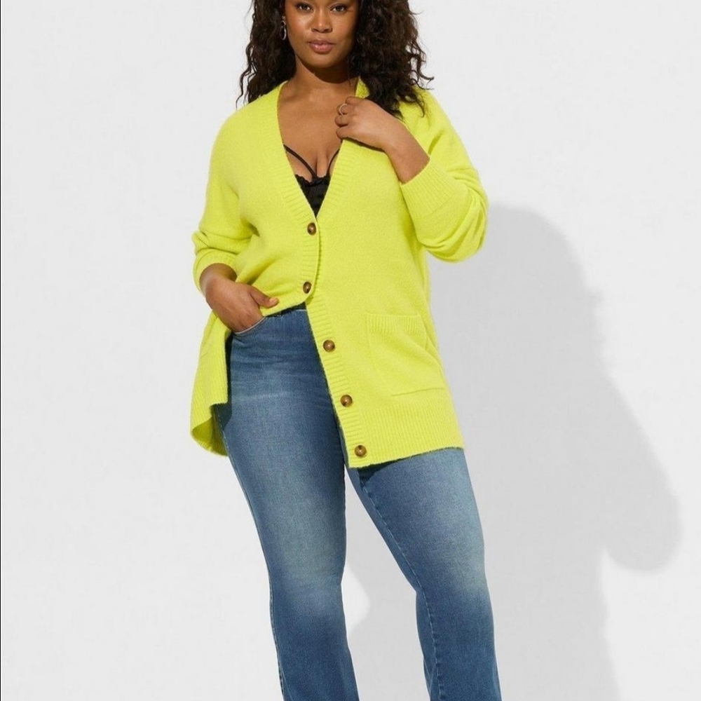 Torrid Bright Yellow Button-Up Cashmere Cardigan